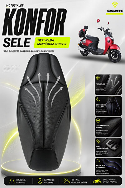 SULAITE Motosiklet Konfor Sele Kılıfı KUBA Trendy 50 - XC 50 Uyumlu Visco Sün...