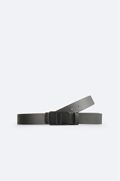 Avva Men's Black 100% Leather Textured Belt A51Y9308