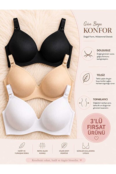 nesterinzar Lotus (DOLGUSUZ) Telsiz Toparlayıcı 3'lü Sütyen Takımı