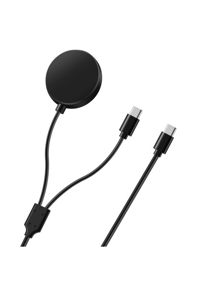Choice شاحن أسود 2 في 1 للساعة الذكية 7/6/5/5 Pro USB-C وشاحن الهاتف الذكي بد...