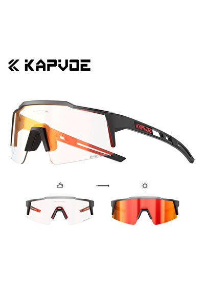 KAPVOE Photochromic 1LENS RE-1L-08 Gold Photochromic Cycling Sunglasses for M...