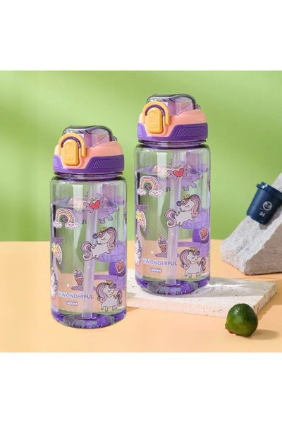 Choice 600ml Purple 2pcs 600ml Cartoon Animal Water Bottle Portable Safety Lo...