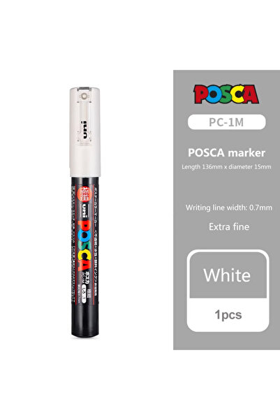 Choice5 قلم ماركر ياباني UNI POSCA PC-1M أبيض اللون، للرسم اليدوي والأعمال ال...