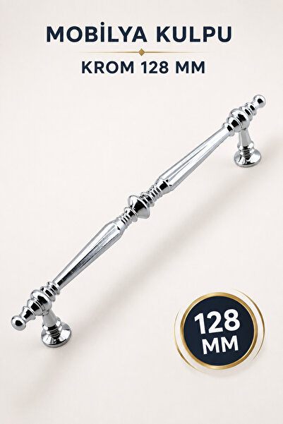 NZB Metal Kulp Krom 128 mm - 12.8 cm Mobilya Çekmece Mutfak Dolabı Dolap Kulp...
