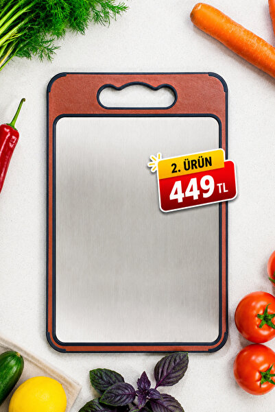 Prozee 304 Paslanmaz Çelik Ve PP Çift Taraflı Kesme Tahtası (37x25 cm)