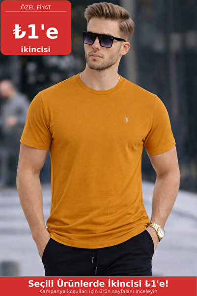 COMBİNE MİCHAİL Erkek Bisiklet Yaka Slim Basic Hardal Tişört