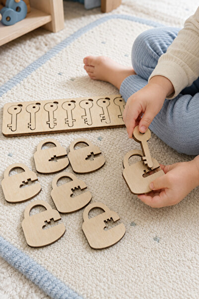 MindyKidsy Wooden Key Lock Matching Game Natural Puzzle |   Montessori Educat...