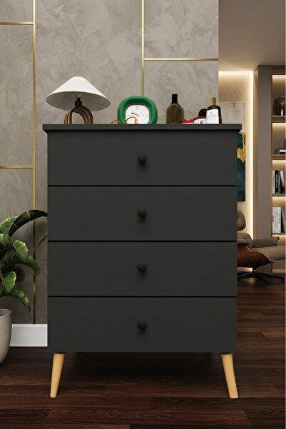 asratrend Lüks 4 Çekmeceli Şifonyer Komodin %100 MDF Çok Amaçlı Düzenleyici ŞF01