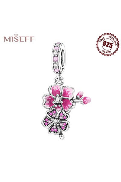 Choice1 OTC1572 MISEFF S925 Sterling Silver Charm Pink Cherry Blossoms and Lo...