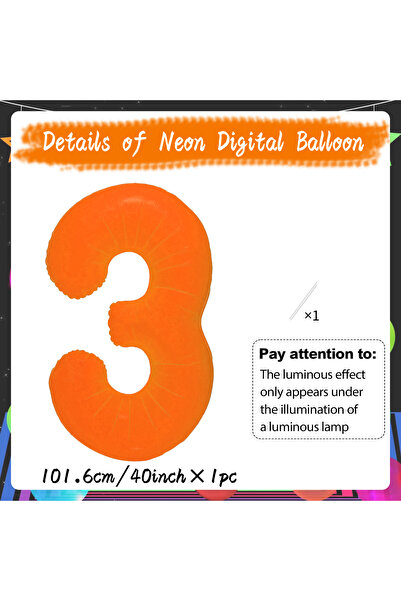 Choice 40inch 3 40 inch Orange Neon Fluorescent Digital Balloons with 0-9 Alu...