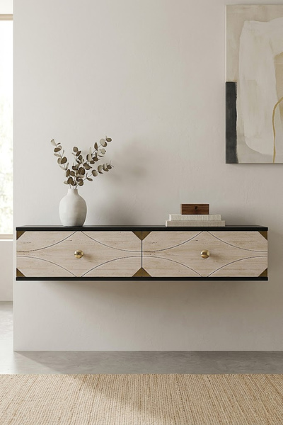 CENEYRA TDA1297ATG ALFA Dresuar , Antre Hol Rafı Antrasit-Traverten-Gold 120cm