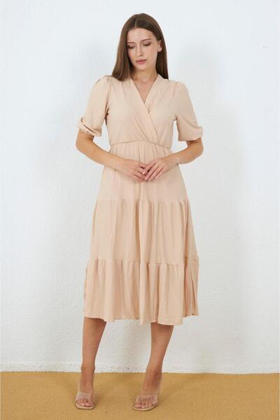MY GRS Double-Breasted collar midi length dress