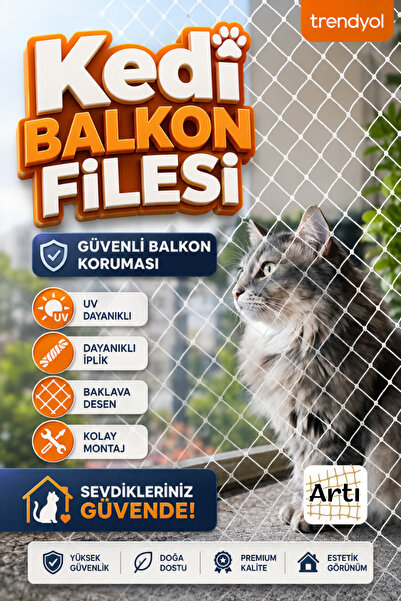 Artı Balkon Filesi 3x10 Metre Kedi Balkon Filesi Balkon Kuş Filesi Balkon Güv...