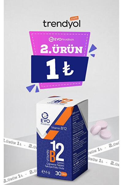 EVOPHARMA Vitamin B12 İçeren Çiğneme Tableti Takviye Edici Gıda