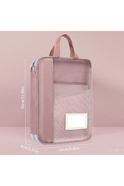 choice2 Pink HUAJIE A4 file bag, transparent large-open file bag, zippered la...