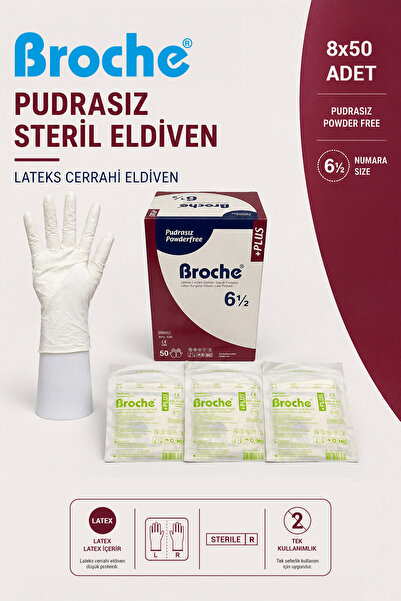 Broche PUDRASIZ STERİL CERRAHİ ELDİVEN NO: 6,5 8'Lİ PAKET
