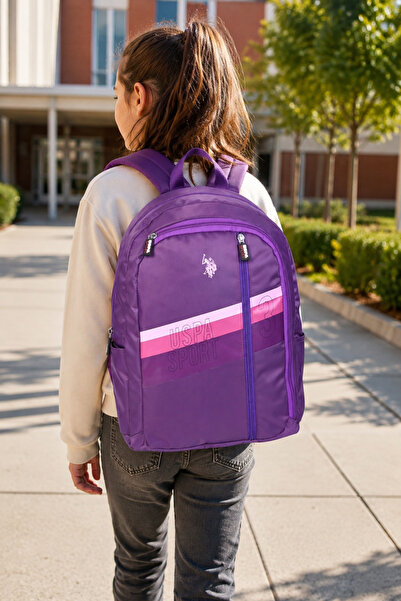 U.S. Polo Assn. Plcan26127 Purple School Backpack Suitable for Daily and Scho...
