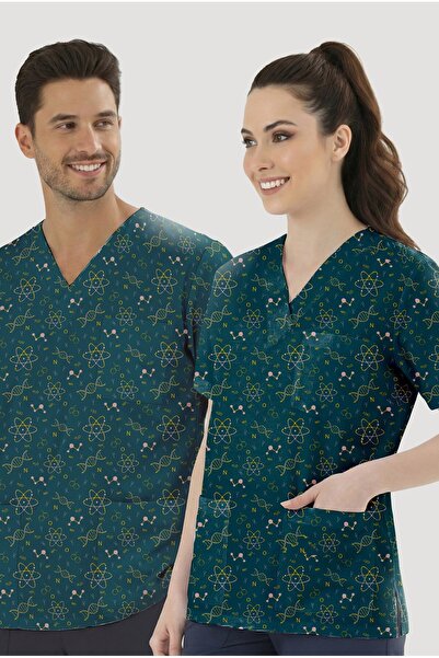 ÇİZGİ MEDİKAL Chemistry Art Patterned Single Top (Cotton Lycra Fabric)