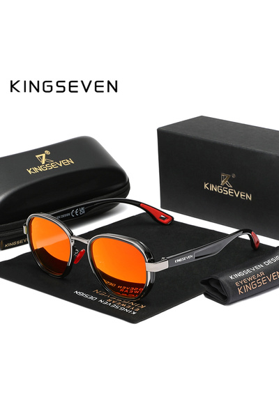 Choice4 Black Red KINGSEVEN Men Polarized Sunglasses UV400 Outdoor Protective...