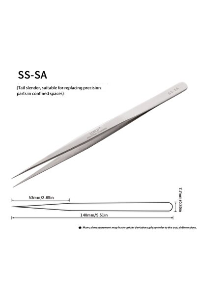 Choice 2pcs SS-SA 2pcs Industrial Standard Precision Tweezers Straight Non-Ma...