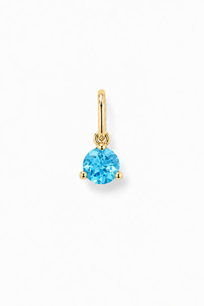 KAIROS JEWELRY 14 Ayar Altın Doğal Mavi Topaz Taşlı Modern Charm Kolye Ucu