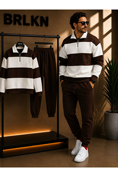BRLKN Unisex Half Zipper Tracksuit Set 3 Thread Cotton New Season