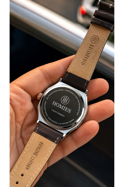 Homies Original Brown Genuine Leather Cord Men's Wristwatch 3 Atm Water Resistant - Hme2073C1
