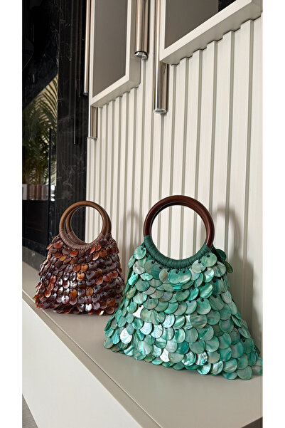 WOMANBAG EL YAPIMI GERÇEK TAŞ PULLU EL ÇANTASI (30x28cm)