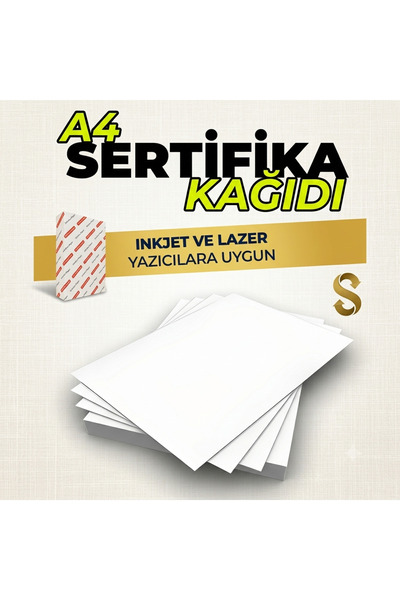 SOLVELUX A4 Sertifika Kağıdı Kalın Kartuşlu Mürekkepli Tüm Yazıcılara Uygun 1...