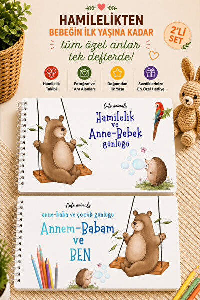 Lodos 2'Lİ SET Hamilelikten Bebeğin İlk Yaşına Tüm Anı Defteri ve Çocuk Günlü...