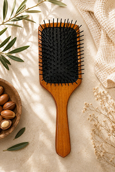 İSTANBUL KOZMETİK Luxury Hair Lightening Brush Without Bun, Wooden