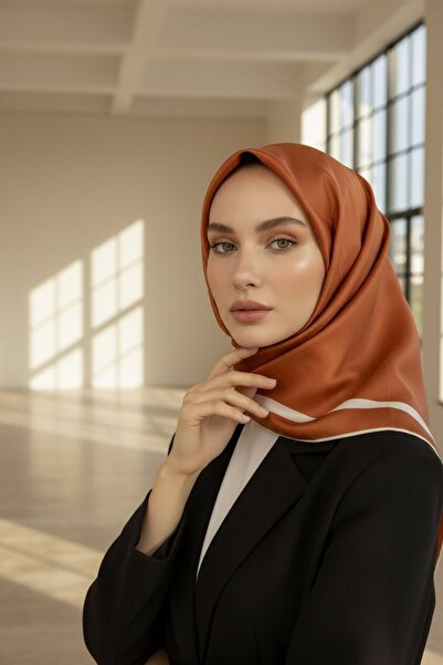 Vissona 100% Twill Silk Μονόχρωμο Μοτίβο Κράσπεδο Μαύρισμα - Κρεμ Χρώμα Περισ...