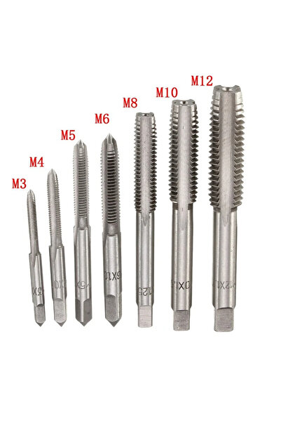 Choice GRAY 7 in 1 Tap M3-M12 Bearing Steel Taper Hand Spiral Point Straight ...