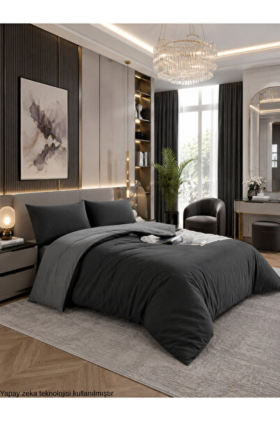 ELY PARKER طقم غطاء لحاف فردي من Easy Iron-100x200 (ملاءة مطاطية رمادية + غطا...