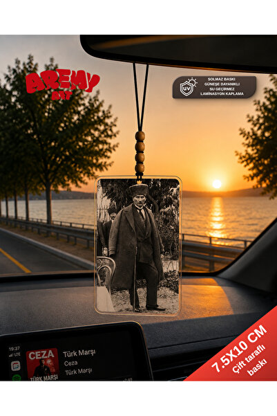 Atatürk Araba Süsü, Kişiye Özel, Solmaz Çift Taraflı Baskı, Sevgiliye hediye