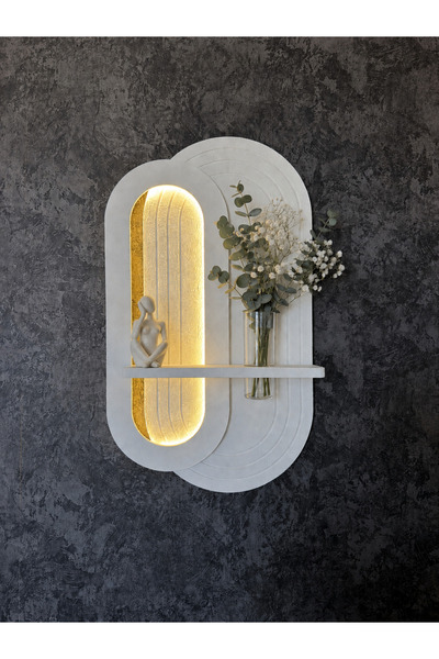 Genel Markalar Artium Design LED Aydınlatmalı Dekoratif MDF Duvar Rafı ve Cam...