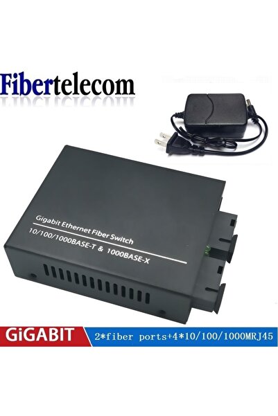 Choice 1pcs with US power Fiber Switch 4 RJ45 UTP 2 SC Gigabit Fiber Optical ...