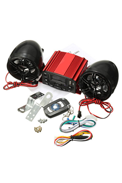 Choice 12V Motorcycle Red Sound System SD USB MP3 Motorcycle Bluetooth Audio ...