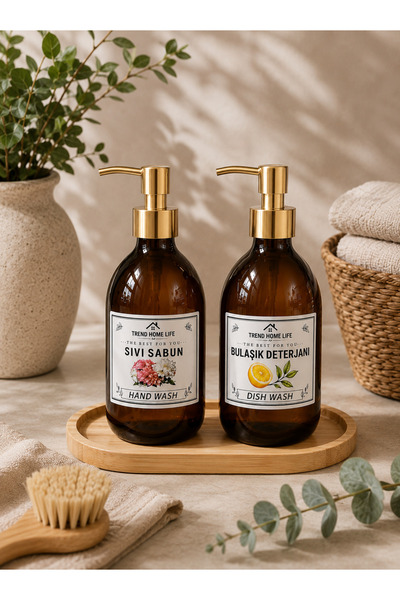 Trend Home Life 500 ml Liquid Soap Dishwashing Detergent Glass Bottle with Am...