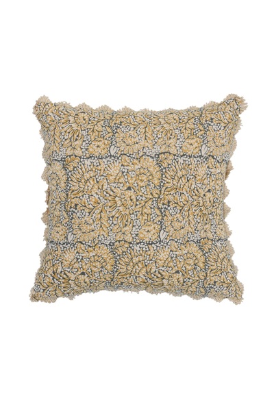 Yargıcı Çiçek Desenli Pamuk Kumaş Kare Yastık(50x50 Cm)