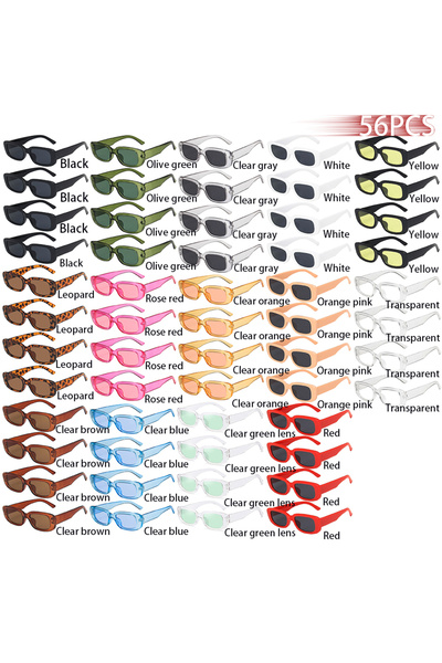Choice 56PCS(4EveryColor) 56 PCS Small Rectangle Pattern Sunglasses For Women...