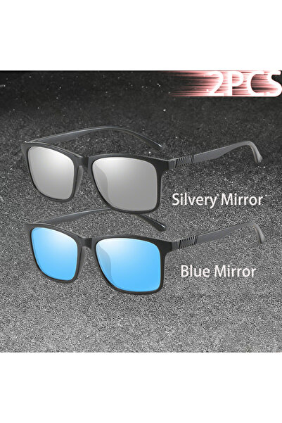 Choice3 Silvery-BlueMirror 1-2PCS Luxury Men Sunglasses Fashion Vintage Squar...
