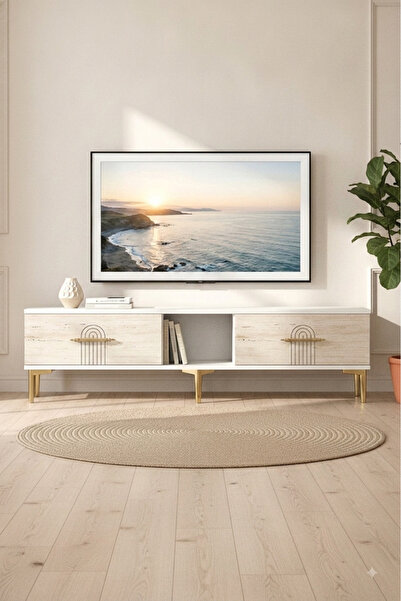 cnyr TSA1515BT - İDATV150 TV STAND, TV SEHPASI BEYAZ - TRAVERTEN 150CM