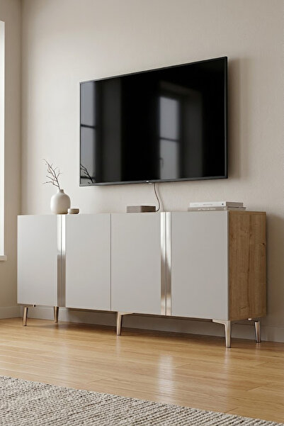 CENEYRA KA1898DBS ANKA Konsol ve Tv Sehpası Safirmeşe-Beyaz-Silver 180cm