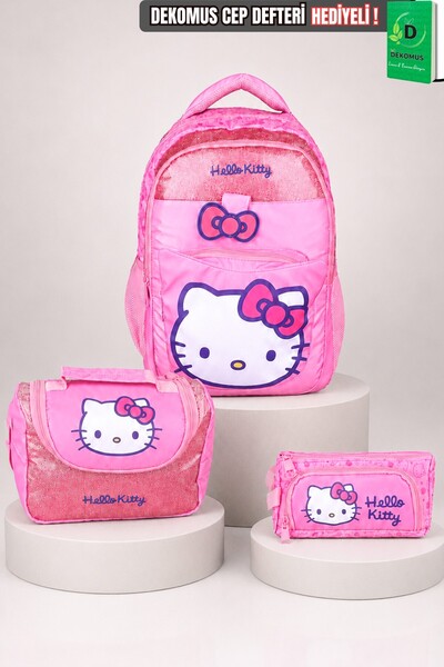 Hello Kitty X Dekomus Licensed Glitter Bow Collection School Bag, Thermos Lun...