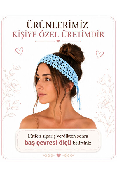 NEHOLİA Hand Knitted Stripe Bandana Women's Hair Band Adjustable Bohemian Sum...