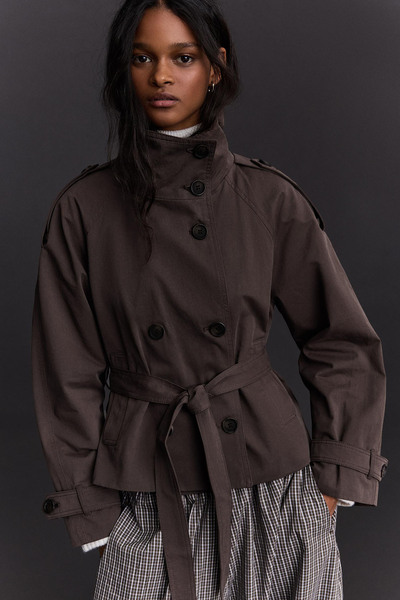 Moderk Bsk Model Mock Neck Lined Women's Trench Coat Jacket Trench with Back ...