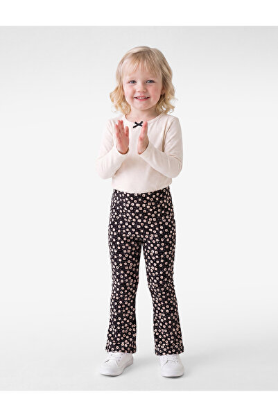 Koton Floral Cotton Leggings with Wide Leg Pocket Detail