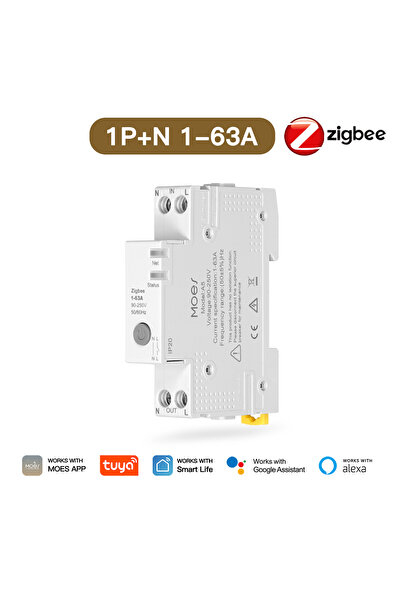 MOES Circuit Breaker 63A Tuya Zigbee Smart Circuit Breaker 63A Alarm Threshol...
