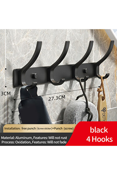Choice black 4-hook YUNJIEYA Black White Folding Robe Hooks Towel Hanger Nail...
